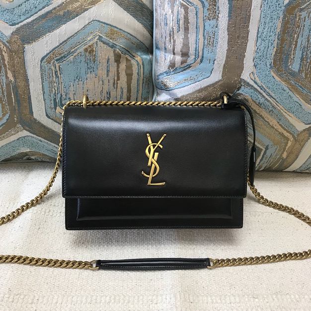 YSL original smooth calfskin medium sunset bag 442906 black