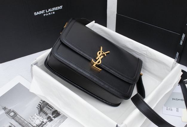 YSL original calfskin solferino medium satchel 634305 black