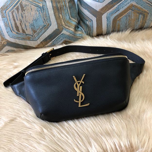 YSL original grained calfskin belt bag 569737 black