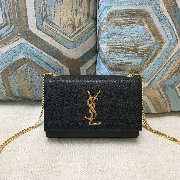 YSL original grained calfskin small kate chain bag 469390 black