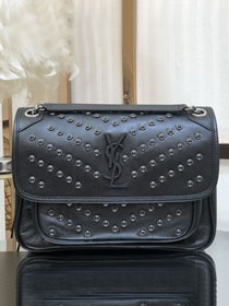 YSL original studded calfskin niki medium bag 498894 black