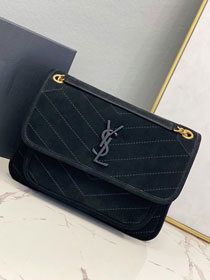 YSL original suede calfskin niki medium bag 498894 black