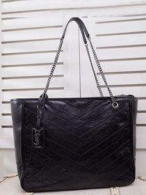 YSL original aged calfskin niki shopping bag 504867 black