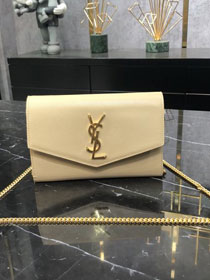 YSL original grained calfskin mini chain bag 607788 apricot