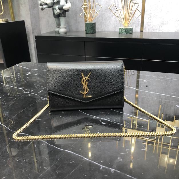 YSL original grained calfskin mini chain bag 607788 black