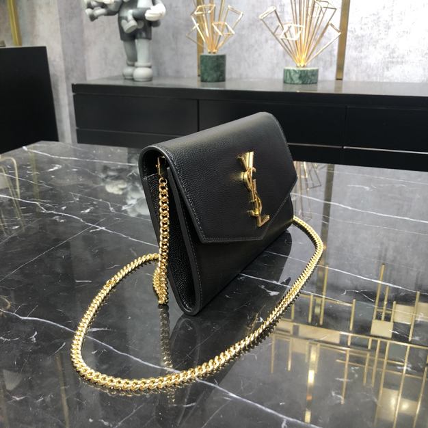 YSL original grained calfskin mini chain bag 607788 black