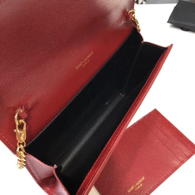 YSL original grained calfskin mini chain bag 607788 bordeaux