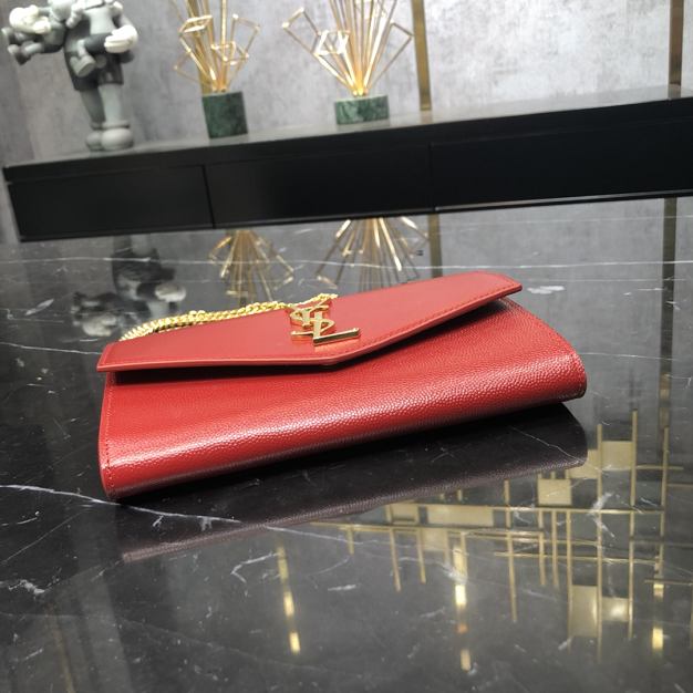 YSL original grained calfskin mini chain bag 607788 red