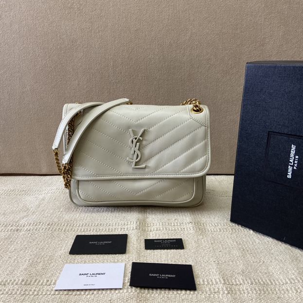 YSL original lambskin niki medium bag 498894 white