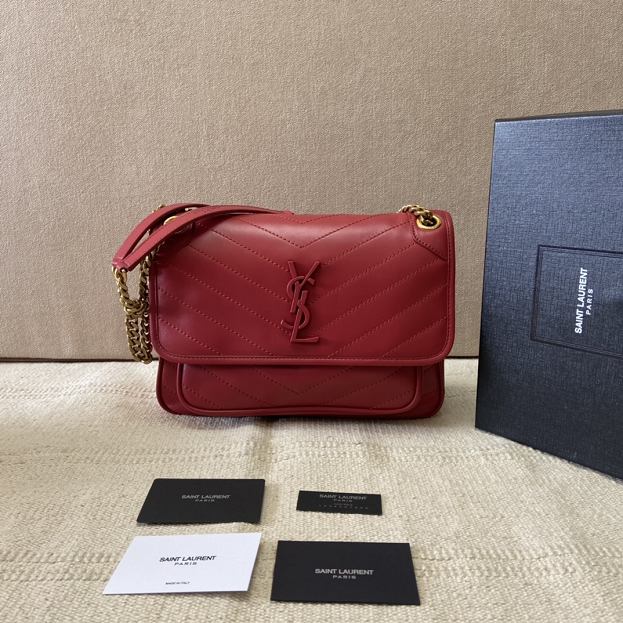 YSL original lambskin niki medium bag 498894 wine red