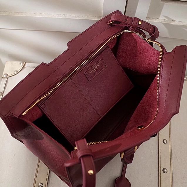 YSL original calfskin small cabas bag 394461 bordeaux