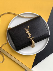 YSL original grained calfskin small kate bag 474366 black	