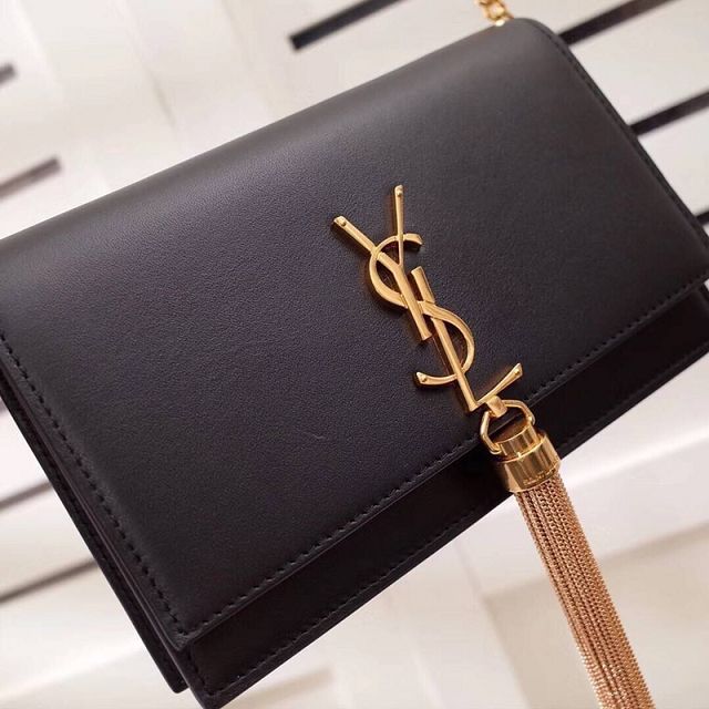 YSL original smooth calfskin kate chain wallet 452159 black