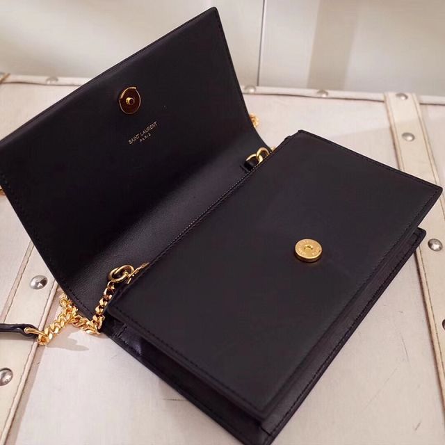 YSL original smooth calfskin kate chain wallet 452159 black