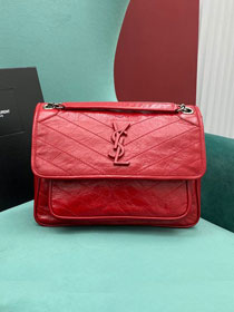 YSL original crinkled calfskin niki medium bag 498894 red