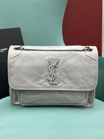 YSL original crinkled calfskin niki medium bag 498894 beige