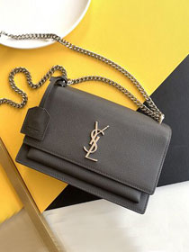 YSL original grained calfskin medium sunset bag 442906 black