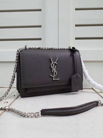 YSL original grained calfskin small sunset bag 441972 black