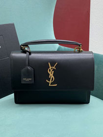 YSL original smooth calfskin large sunset bag 634723 black