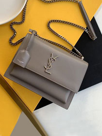 YSL original smooth calfskin medium sunset bag 442906 grey