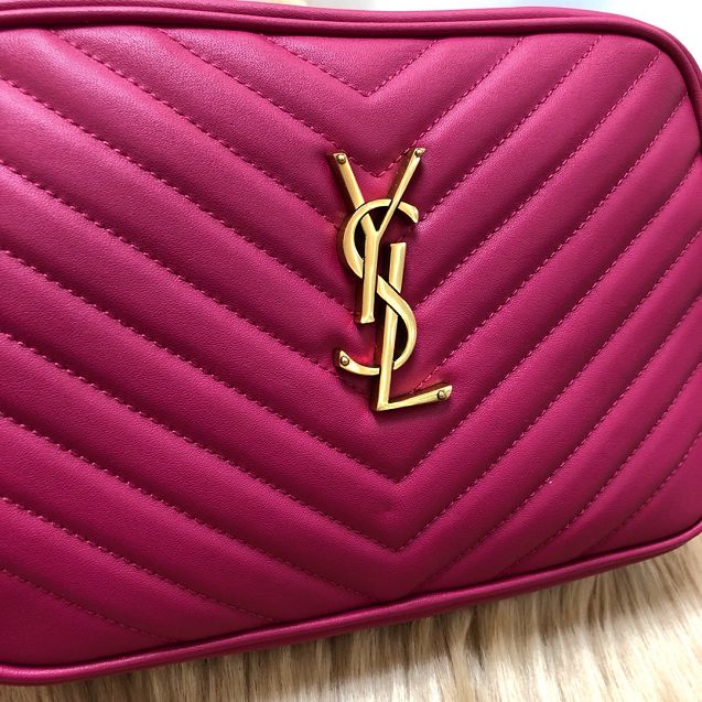 YSL original calfskin lou camera bag 520534 rose red