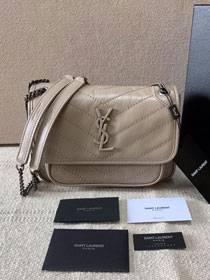 YSL original crinkled calfskin niki baby bag 533037 light grey