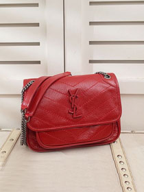 YSL original crinkled calfskin niki baby bag 533037 red