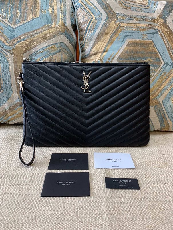 YSL original lambskin clutch bag 585040S black