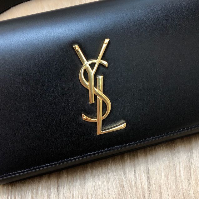 YSL original calfskin belt bag 634895 black