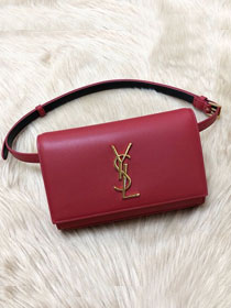 YSL original calfskin belt bag 634895 red