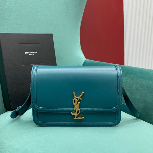 YSL original calfskin solferino medium satchel 634305 green lake