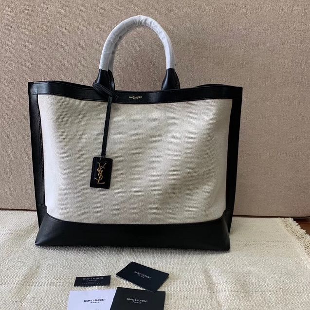 YSL original canvas shopping tote bag 619757 black