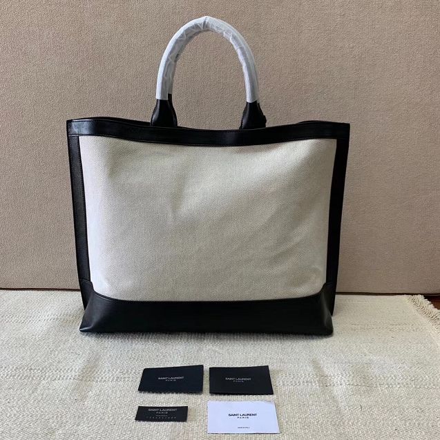 YSL original canvas shopping tote bag 619757 black