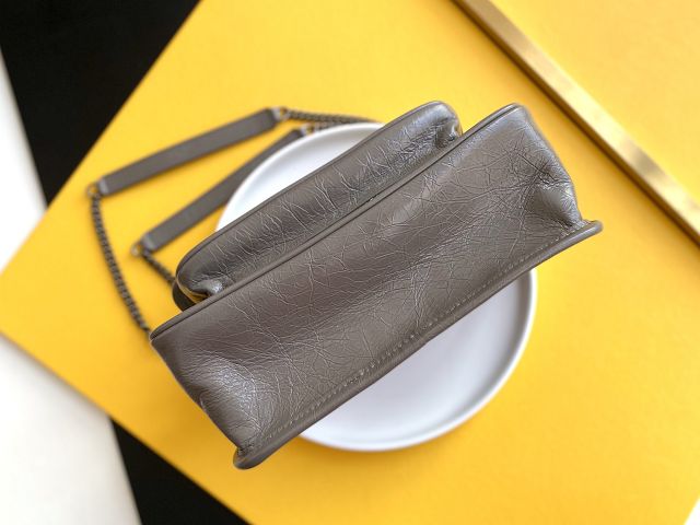 YSL original crinkled calfskin niki baby bag 633151 grey