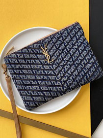 YSL original denim clutch 379039 blue