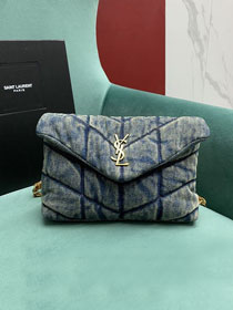 YSL original denim puffer mini bag 620333 blue