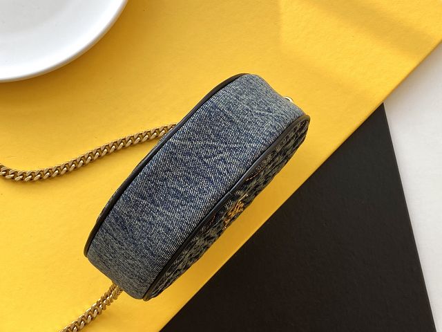 YSL original denim vinyle round camera bag 610436 blue&black