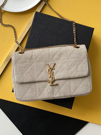 YSL original linen shoulder bag 634820 beige