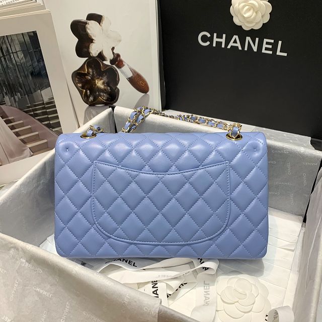 CC original lambskin medium flap bag A01112 light blue