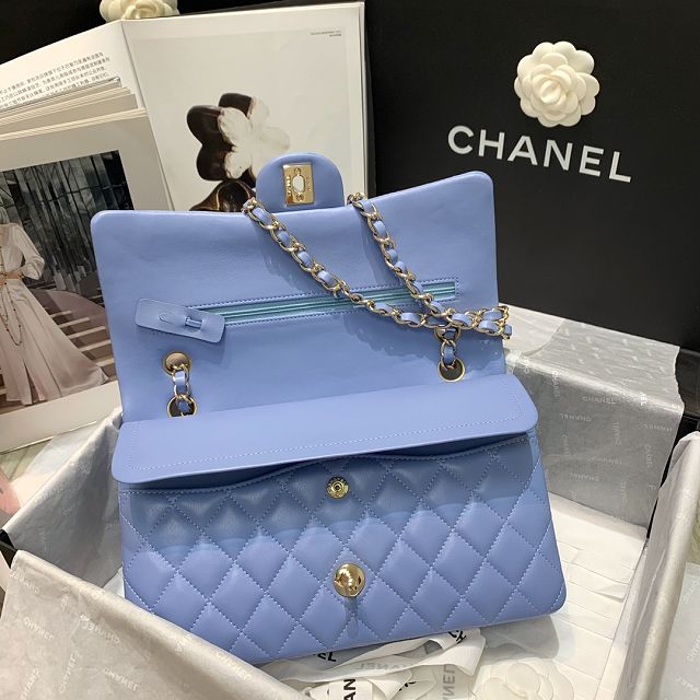 CC original lambskin medium flap bag A01112 light blue