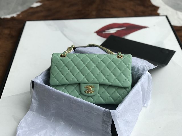 CC original lambskin medium flap bag A01112 light green