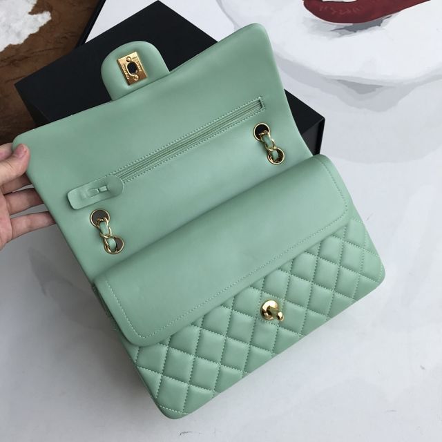 CC original lambskin medium flap bag A01112 light green