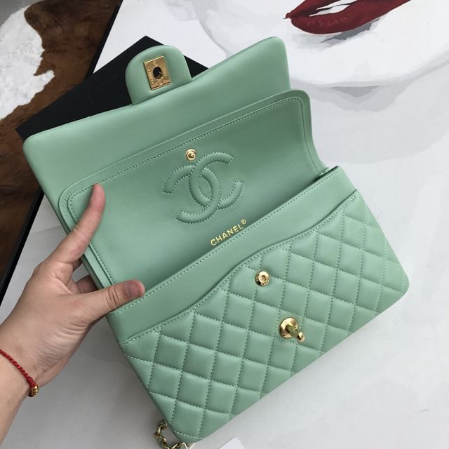 CC original lambskin medium flap bag A01112 light green