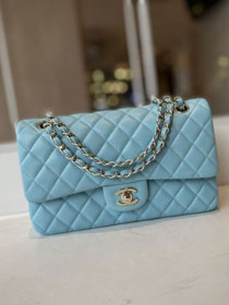 CC original lambskin medium flap bag A01112 sky blue