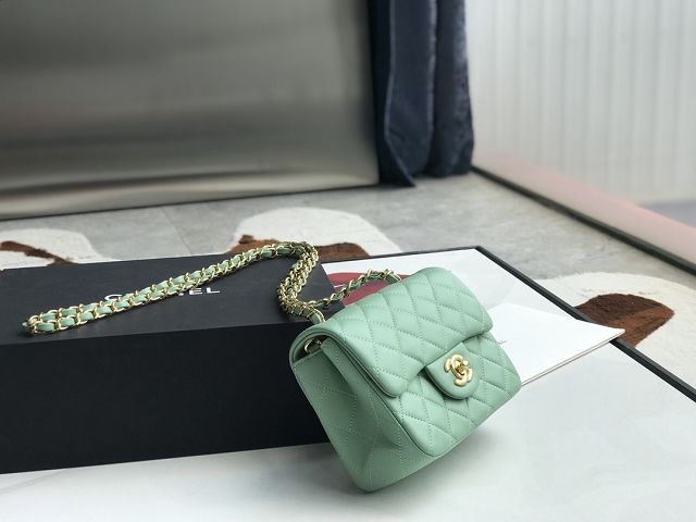 CC original lambskin super mini flap bag A35200 light green