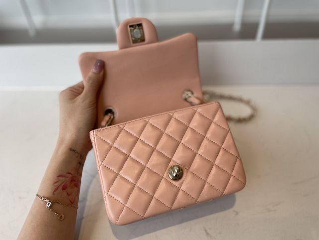 CC original lambskin super mini flap bag A35200 light pink