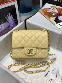 CC original lambskin super mini flap bag A35200 light yellow