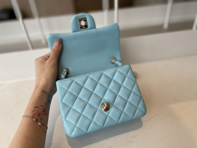 CC original lambskin super mini flap bag A35200 sky blue