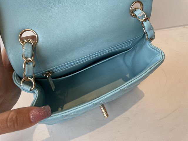 CC original lambskin super mini flap bag A35200 sky blue