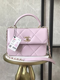 CC original lambskin top handle flap bag A92236 pink